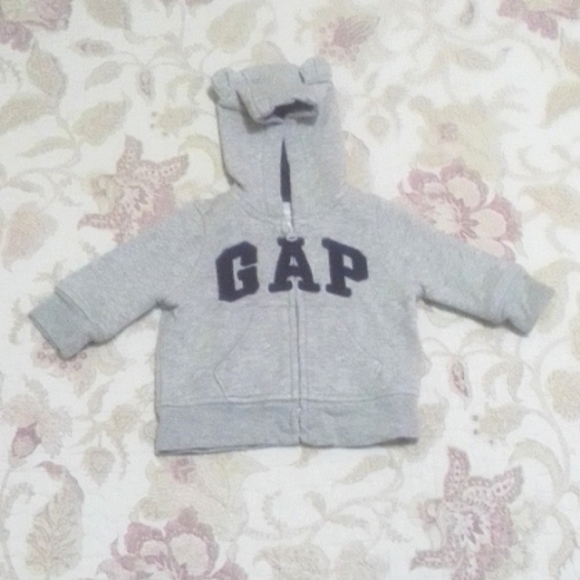 Baby Gap zipper front grey hoodie US 0-3M - Picture 1 of 5